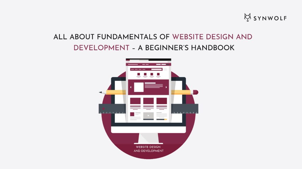 Illustration showing basic fundamentals of website design and development for beginners