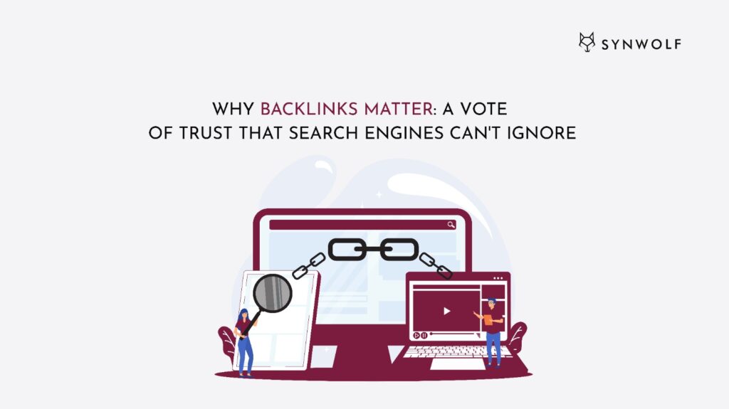 Illustration showing backlinks acting as trust signals that search engines love