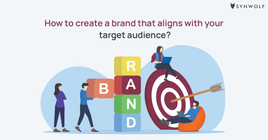 Illustration showing a marketing team building a brand that perfectly resonates with the target audience.