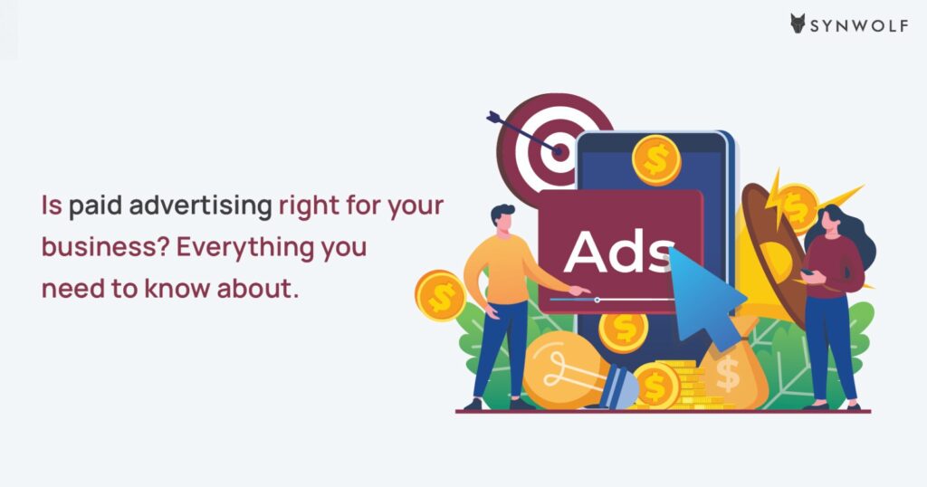 Illustration showing the decision-making process to choose paid ads as a marketing strategy for your business.