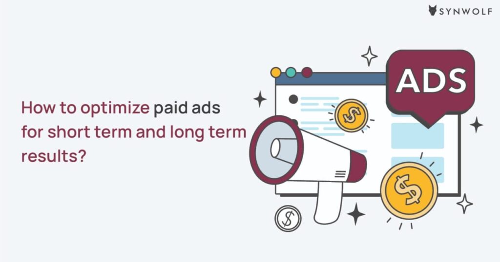 Illustration showing the balance between short-term and long-term results through paid ads
