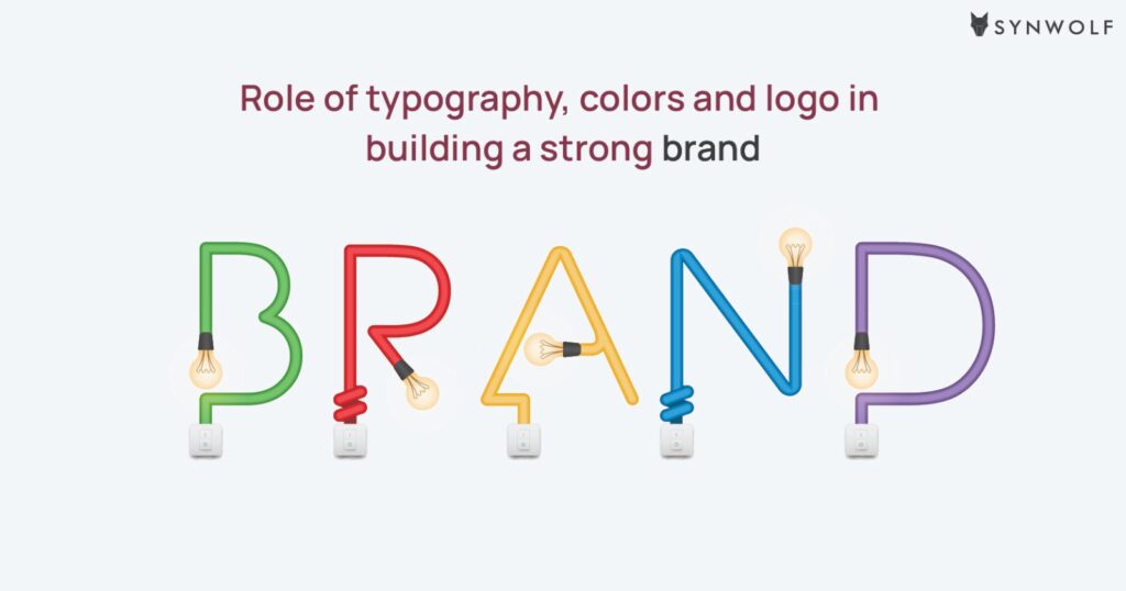 Illustration showing the role of brand elements like Typography, Colors, and Logo in building a strong Brand