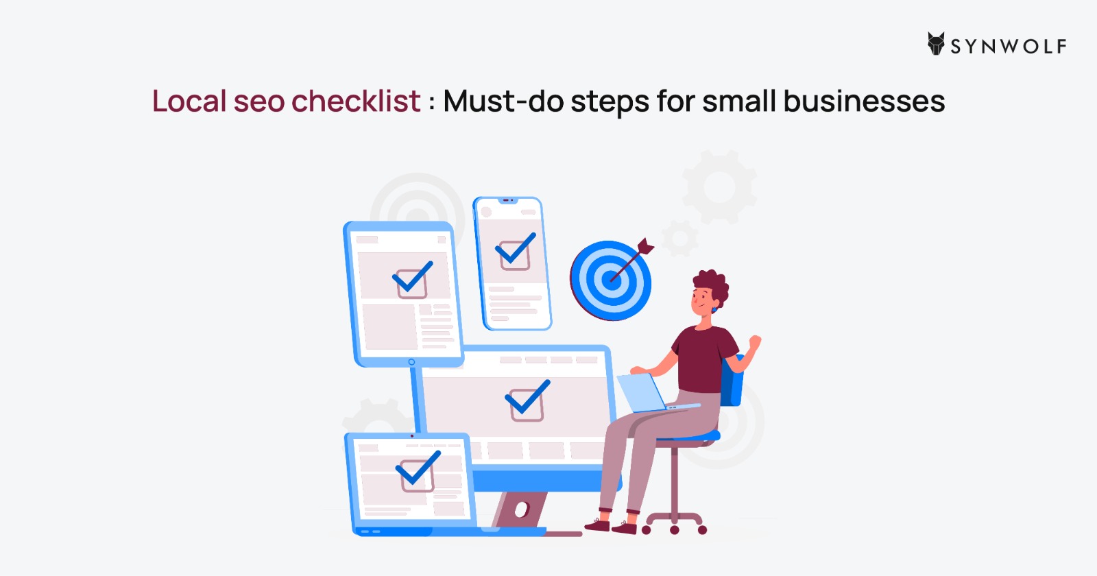 Illustration showing local SEO checklist and essential steps to follow to rank local business in search results