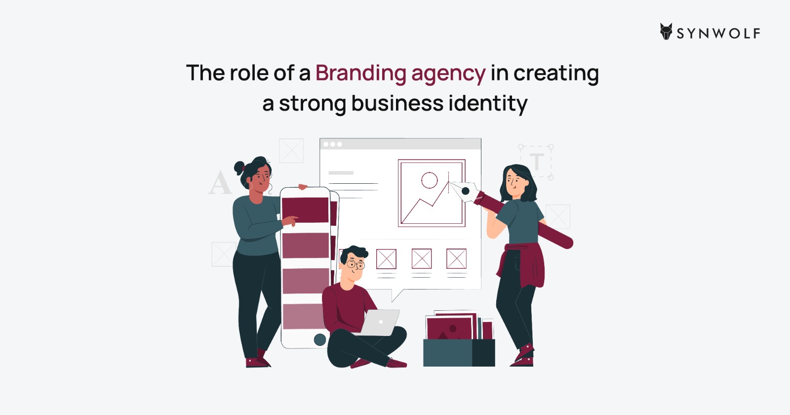 Illustration showing how a branding agency build strong brand identity through design, strategy, and storytelling