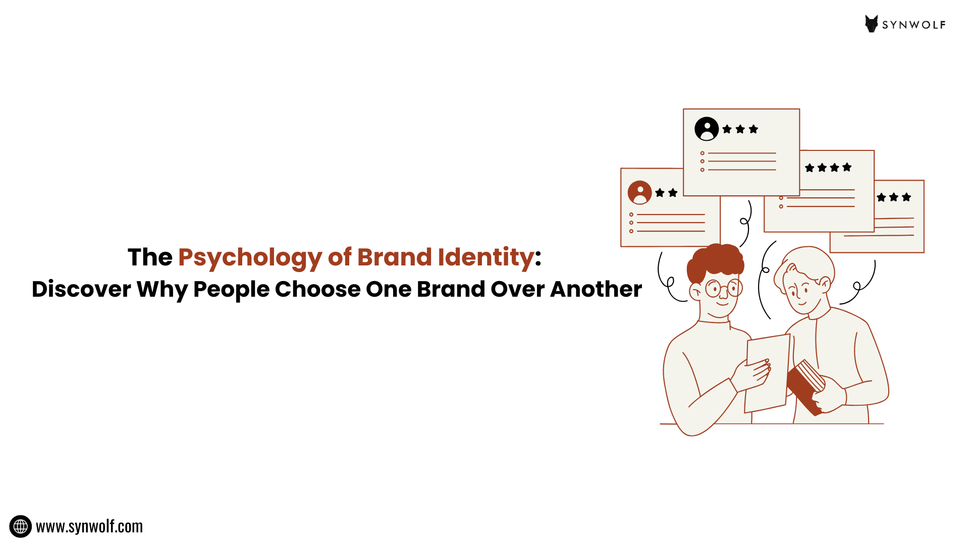 People comparing brand reviews to understand the psychology of brand identity which helps in shaping future strategies