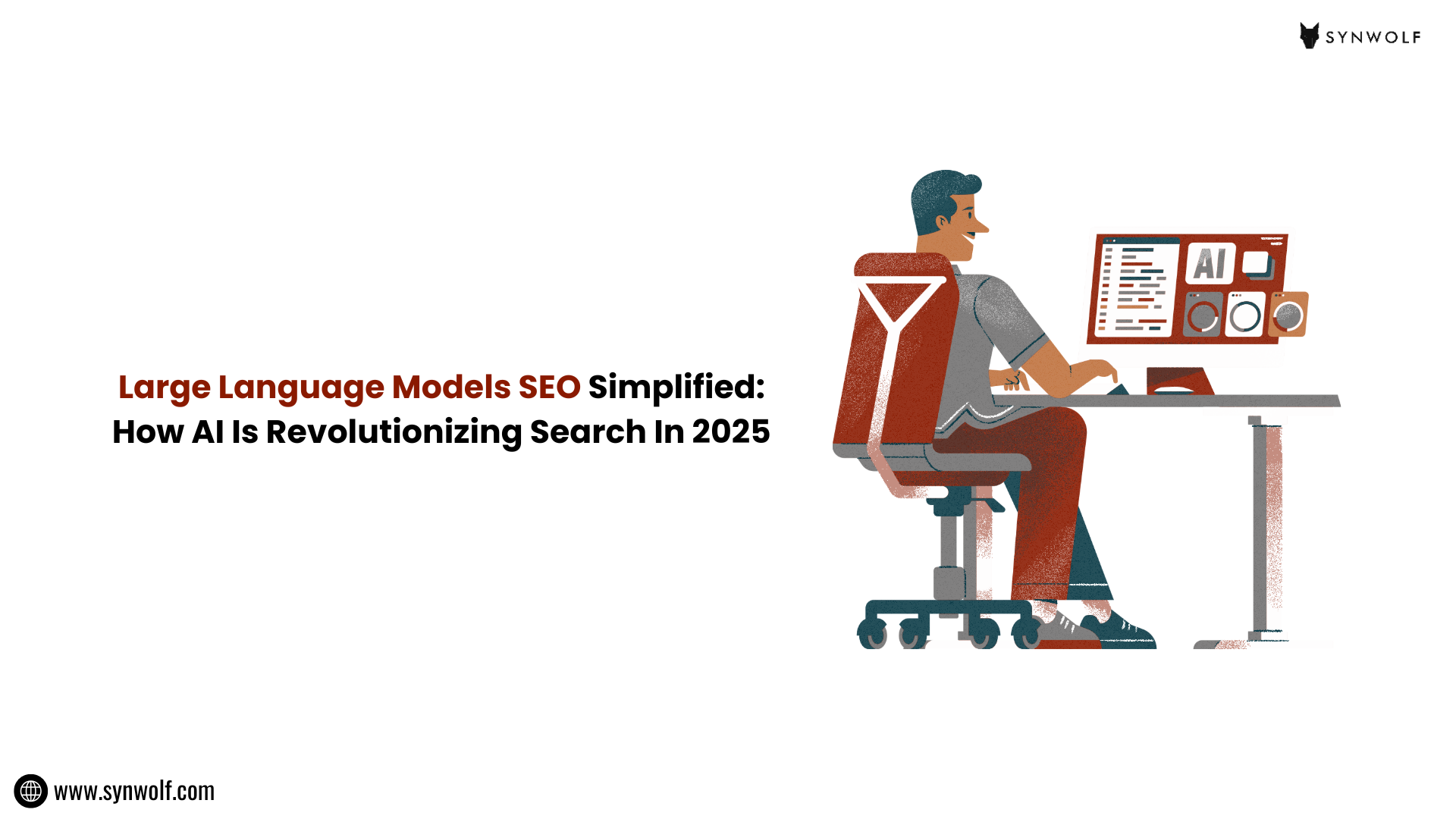 Large Language Models SEO illustration showing AI transforming search optimization in 2025