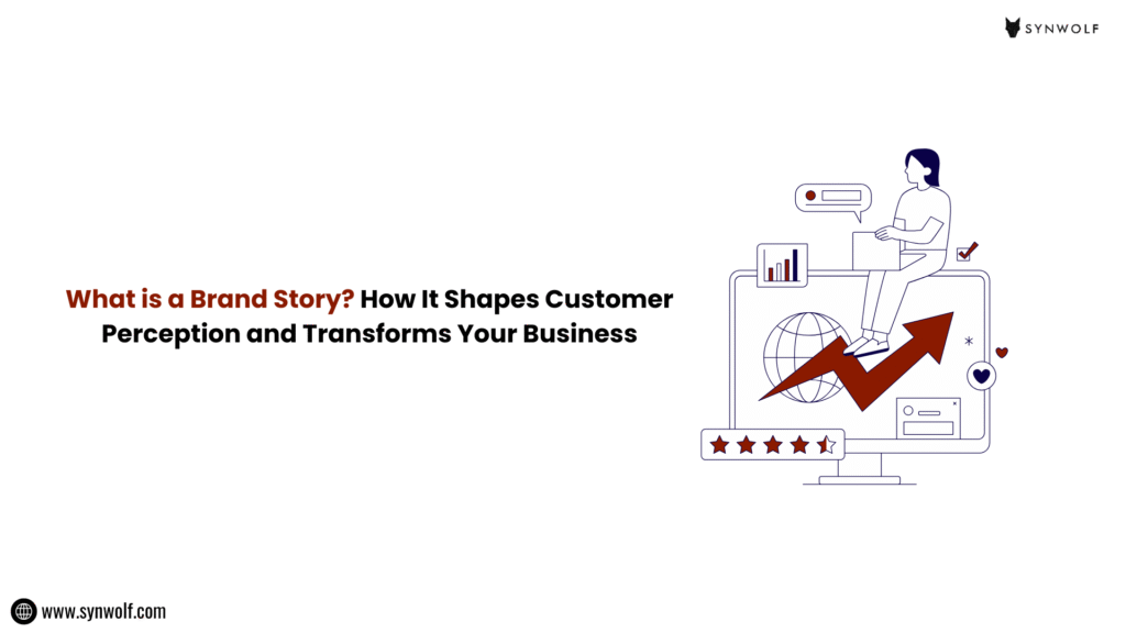 Illustration of brand storytelling which shows how a compelling brand story will shape customer perception and drive business growth.
