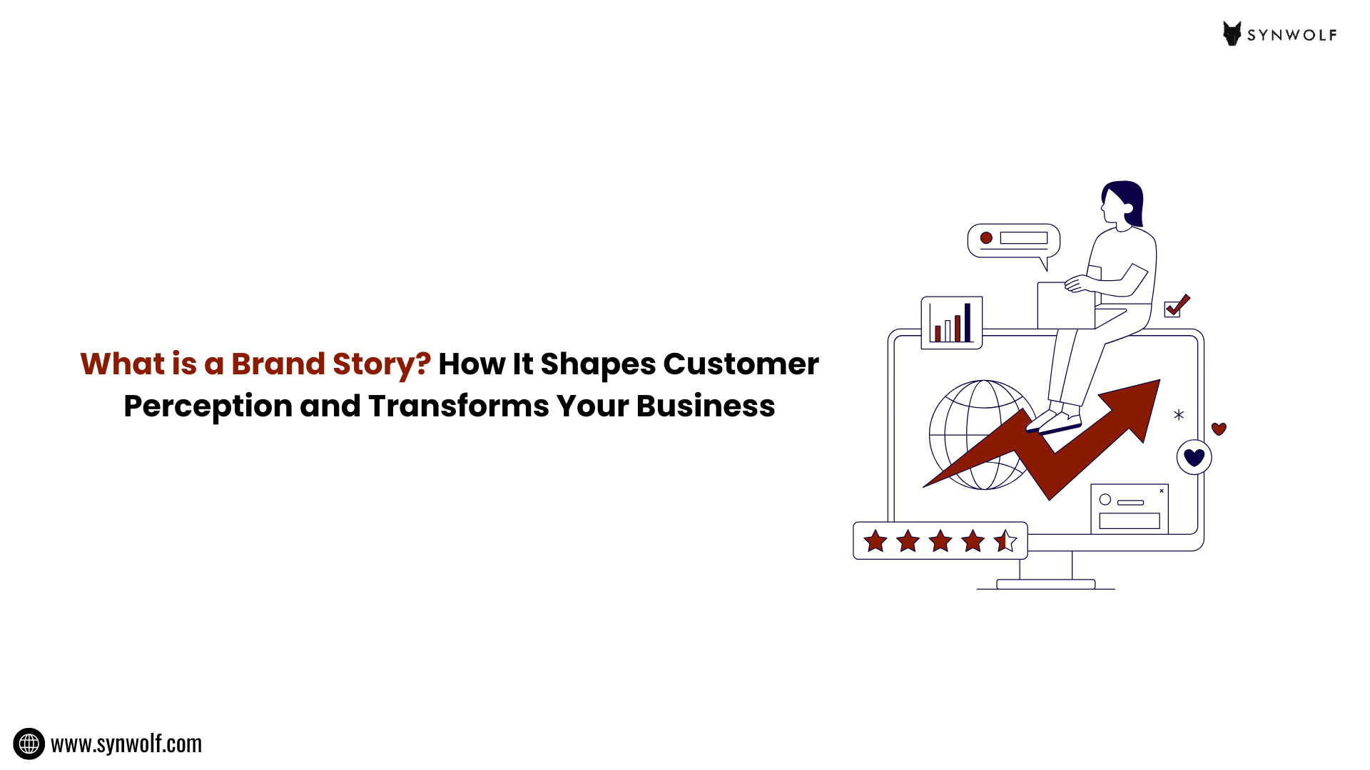 Illustration of brand storytelling which shows how a compelling brand story will shape customer perception and drive business growth.