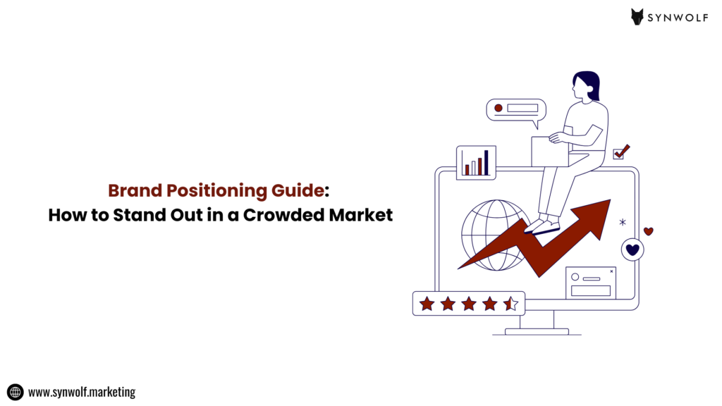 Illustration of a brand positioning strategy showing how businesses stand out in a crowded market through clear messaging and differentiation